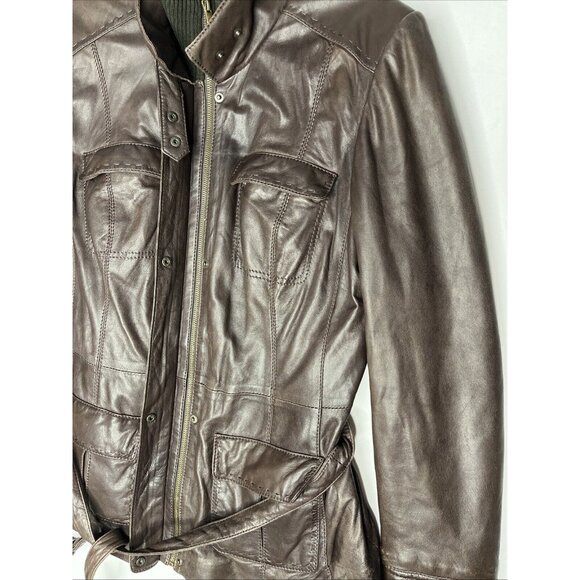 Bella Roma Nappa Lamb Dark Brown Leather Jacket Size 12 (EU Size 46)Vintage 90's - Picture 11 of 16